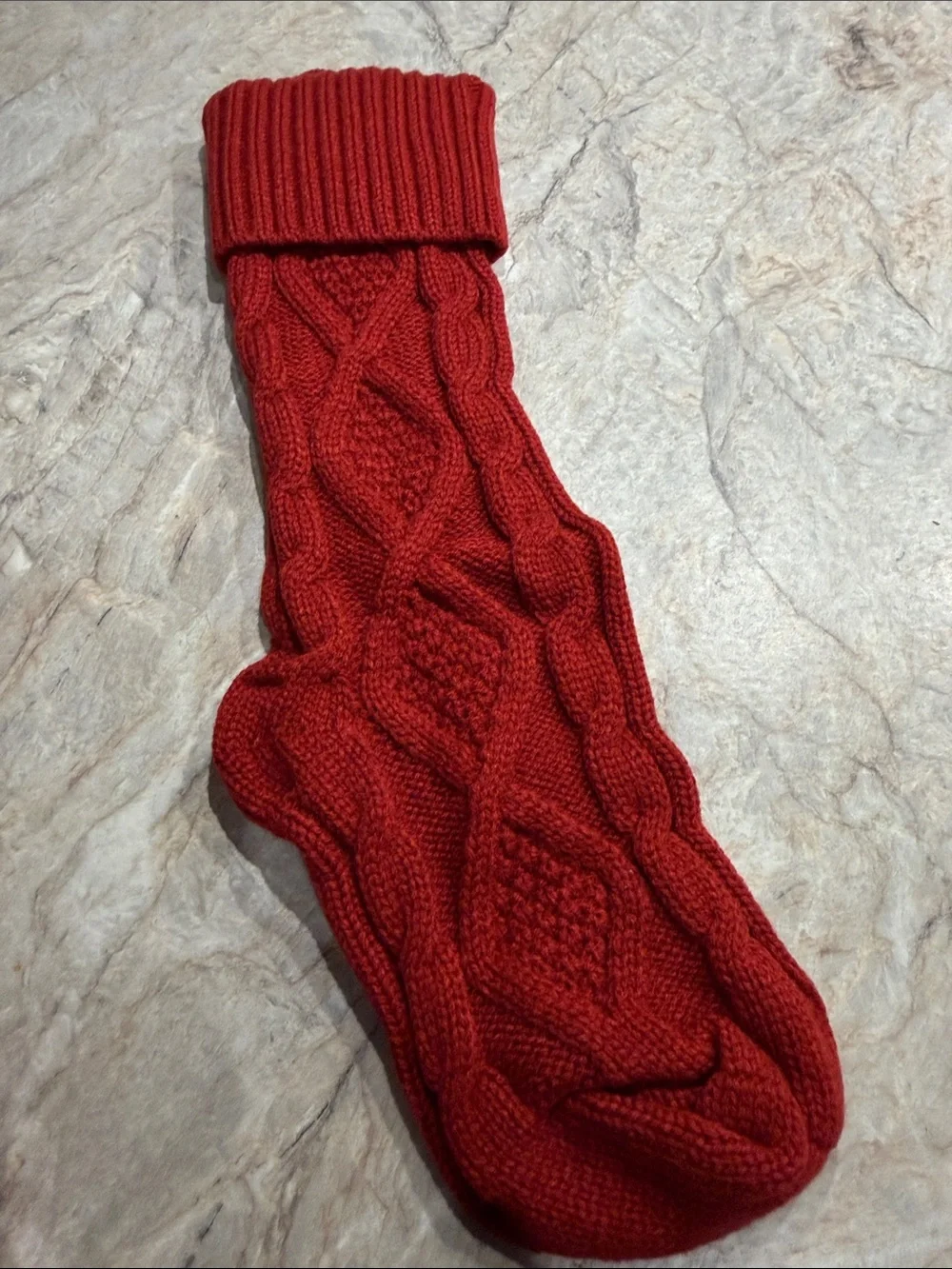 Cozy Red Cable-Knit Holiday Stocking Set